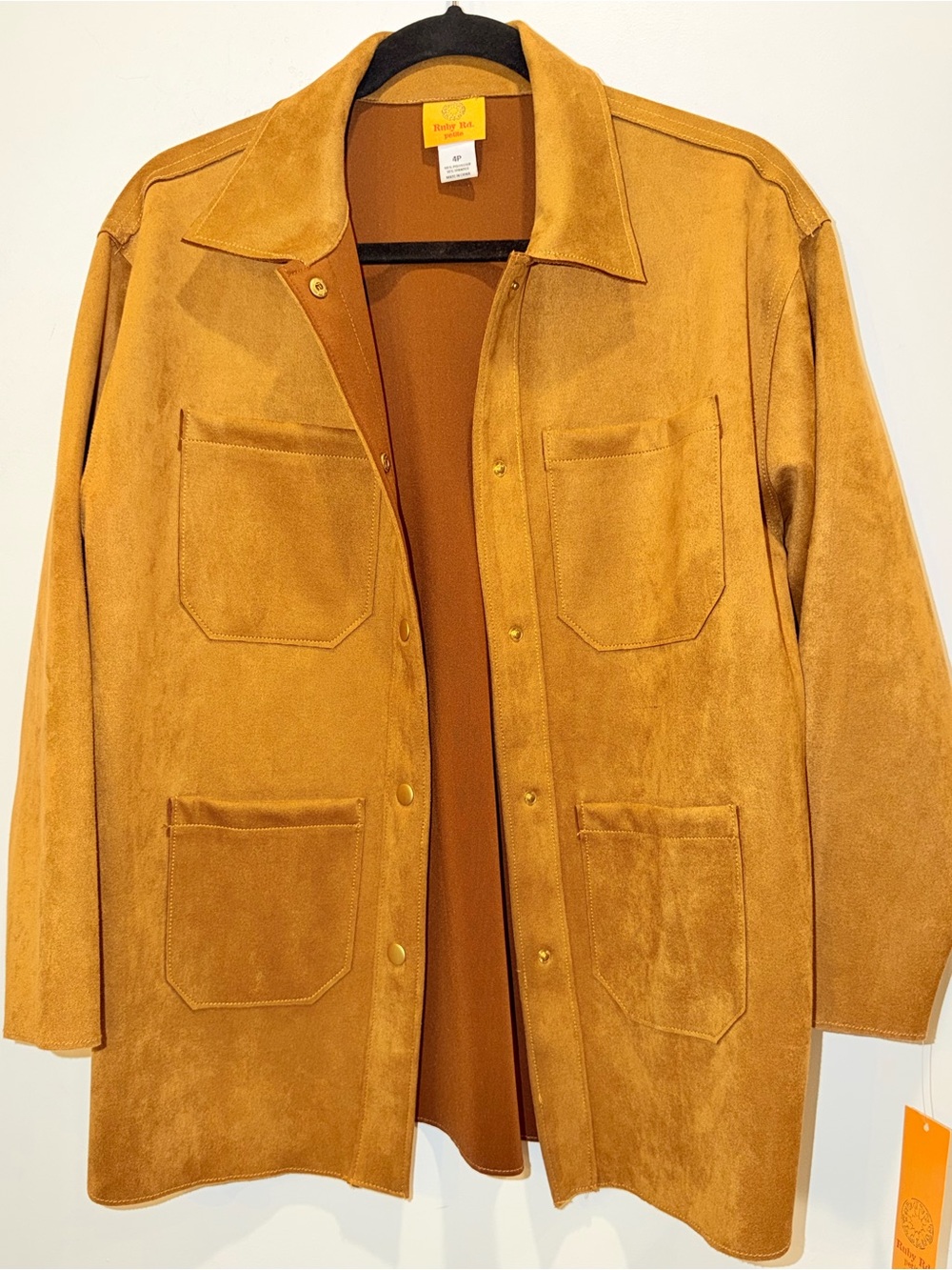 BNWTS Ruby Rd. Camel Ultra Suede Patch-Pocket Jacket, Sz 4P